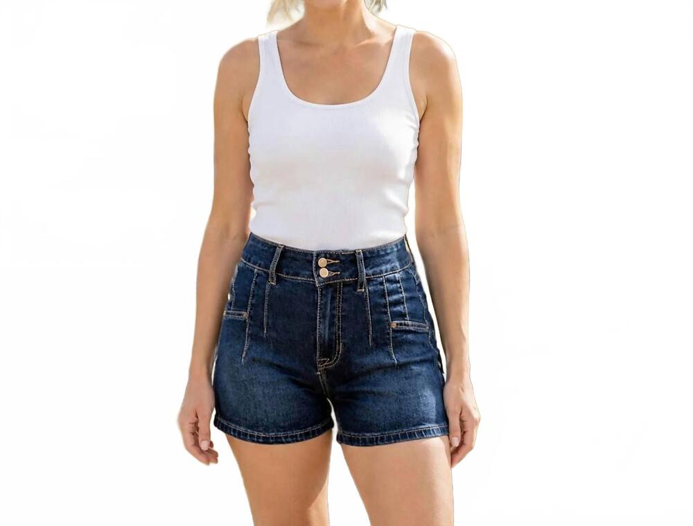NEW ROCK & ROLL DENIM women's dart shorts in dark denim